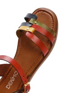 صندل زنانه چرمی رنگی مدل بدروم دری مد