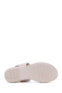 صندل زنانه چرمی طوسی راحتی دری مد