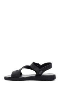 صندل زنانه چرمی مشکی بندی دری مد