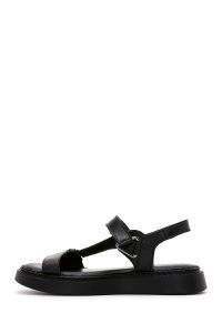 صندل زنانه چرمی مشکی راحتی دری مد