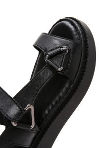 صندل زنانه چرمی مشکی راحتی دری مد