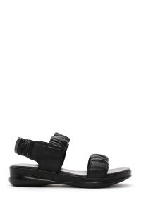 صندل زنانه چرمی مشکی راحتی دری مد