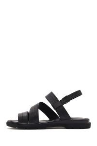 صندل زنانه چرمی مشکی سگک‌دار دری مد