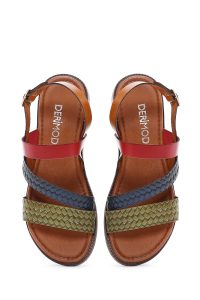 صندل زنانه چندرنگ چرمی بودروم دری مد