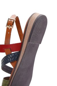 صندل زنانه چندرنگ چرمی بودروم دری مد