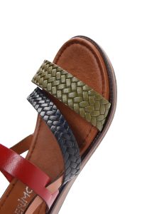 صندل زنانه چندرنگ چرمی بودروم دری مد