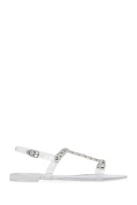 صندل زنانه ژله‌ای شفاف نگین‌دار با بند پشت پا دری مد