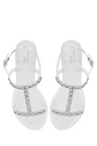 صندل زنانه ژله‌ای شفاف نگین‌دار با بند پشت پا دری مد