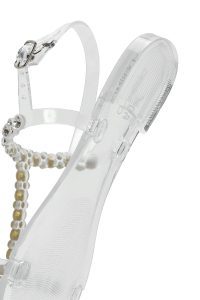 صندل زنانه ژله‌ای شفاف نگین‌دار با بند پشت پا دری مد