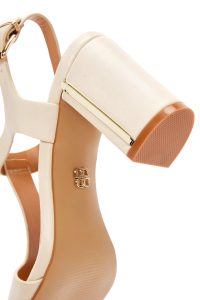 صندل زنانه کرم بندی پاشنه‌بلند ضخیم دری مد