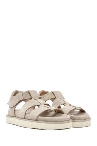 صندل زنانه کرم کفی ضخیم جیر دری مد