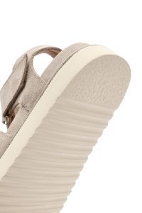 صندل زنانه کرم کفی ضخیم جیر دری مد