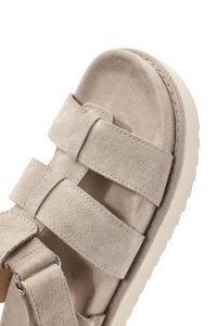 صندل زنانه کرم کفی ضخیم جیر دری مد