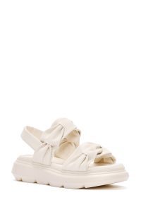 صندل زنانه کرم کفی ضخیم دری مد