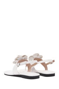 صندل زنانه کرم گل‌دار انگشتی دری مد