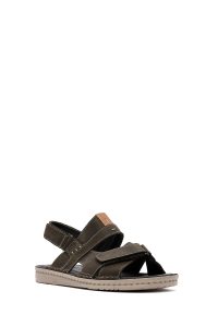 صندل مردانه چرمی بندی سبز زیتونی دری مد