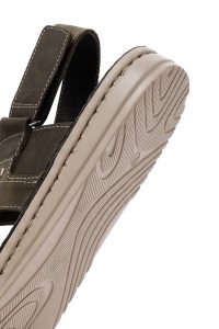 صندل مردانه چرمی بندی سبز زیتونی دری مد