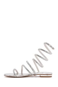 صندل های نگین داری مچ پا نقره ای زنانه