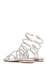 صندل های نگین داری مچ پا نقره ای زنانه