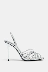صندل پاشنه بلند زنانه متالیک‌نما زارا – ZARA