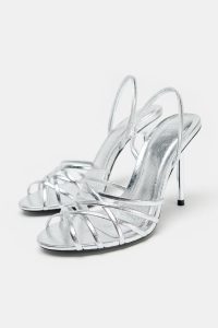 صندل پاشنه بلند زنانه متالیک‌نما زارا – ZARA