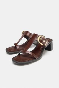 صندل پاشنه پهن چرمی زنانه زارا – ZARA