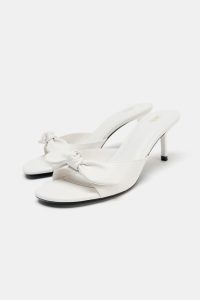 صندل پاشنه‌دار چرمی زنانه پاپیون‌دار زارا – ZARA