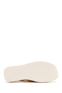 صندل چرمی  بند دار ضخیم بژ زنانه دری مد