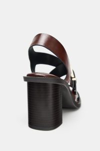 صندل چرمی زنانه پاشنه‌دار سگک‌دار زارا – ZARA