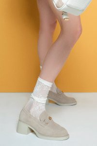 لوفر زنانه بژ بند دار پاشنه بلند جیر دری مد