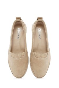 لوفر زنانه بژ پاشنه بلند بند دار جیر راحتی دری مد