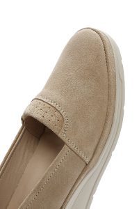 لوفر زنانه بژ پاشنه بلند بند دار جیر راحتی دری مد