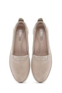 لوفر زنانه بژ پاشنه بلند بند دار جیر راحتی دری مد