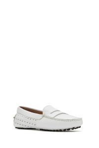 لوفر زنانه سفید بند دار چرم دری مد