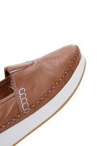 لوفر زنانه قهوه ای روشن پاشنه بلند چرم راحتی دری مد