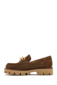 لوفر زنانه قهوه‌ای روشن بند دار جیر دری مد