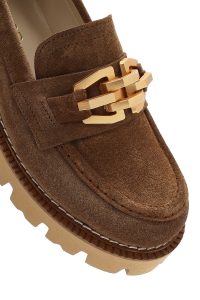 لوفر زنانه قهوه‌ای روشن بند دار جیر دری مد