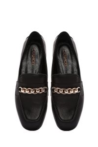 لوفر زنانه مشکی بند دار چرم دری مد