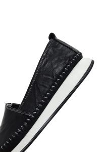 لوفر زنانه مشکی پاشنه بلند چرم راحتی دری مد