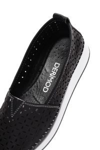 لوفر زنانه مشکی پاشنه بلند چرم راحتی دری مد