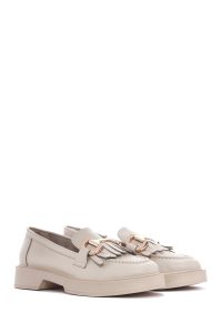 لوفر زنانه کرم پاپیونی چرم کژوال دری مد