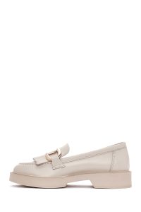 لوفر زنانه کرم پاپیونی چرم کژوال دری مد