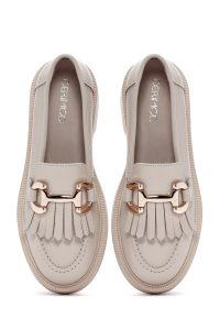 لوفر زنانه کرم پاپیونی چرم کژوال دری مد