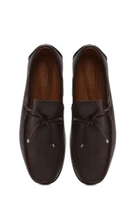 لوفر مردانه چرم قهوه‌ای پاپیونی دری مد