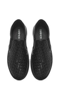 لوفر مردانه چرم مشکی بافت‌دار دری مد