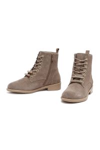 نیم بوت زنانه جیر بژ بندی زیپ‌دار دری مد