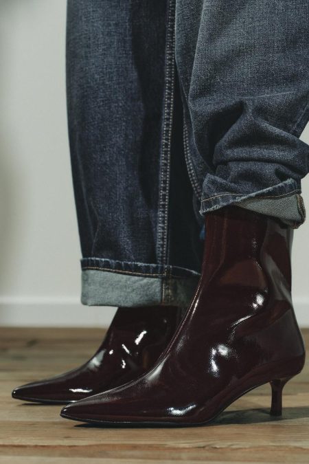 نیم بوت زنانه پاشنه گربه‌ای ورنی مصنوعی زارا – ZARA