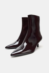 نیم بوت زنانه پاشنه گربه‌ای ورنی مصنوعی زارا – ZARA