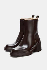 نیم بوت زنانه پاشنه‌دار با آستر خز مصنوعی زارا – ZARA