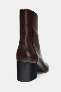 نیم بوت زنانه چرم پاشنه بلوکی زارا – ZARA